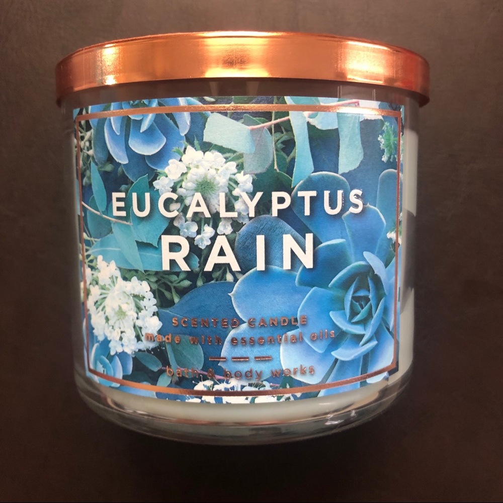 NWT Bath Body Work Eucalyptus Rain Candle NEW